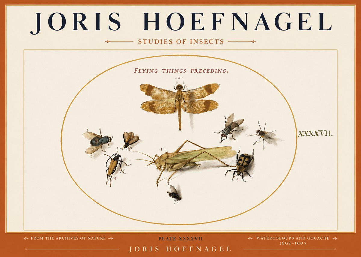 Joris Hoefnagel Flying Things Preceding. No3 - Plakát