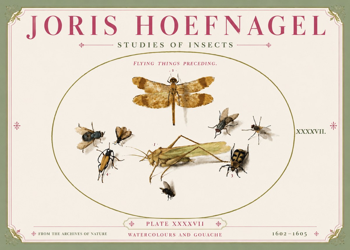 Joris Hoefnagel Flying Things Preceding. No5 - Plakát