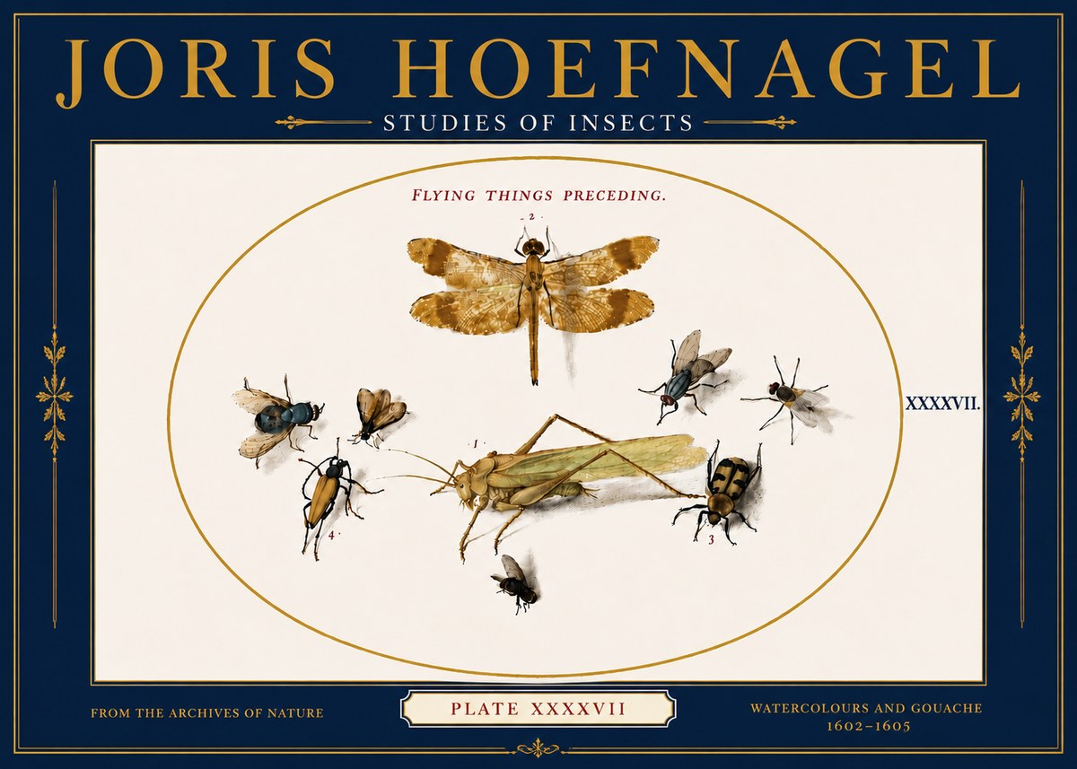 Joris Hoefnagel Flying Things Preceding. No6 - Plakát