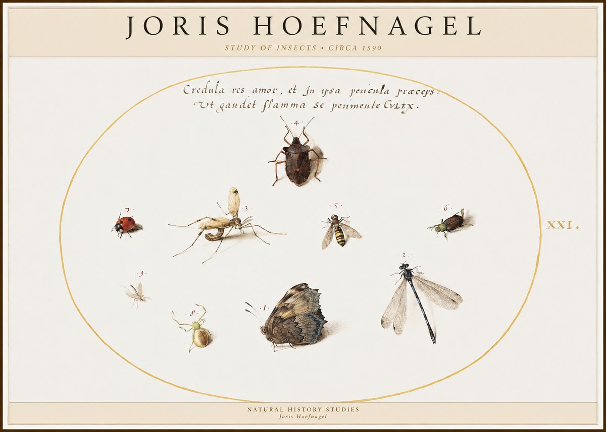 Joris Hoefnagel Study of Insects • Circa 1590 No1 - Plakát