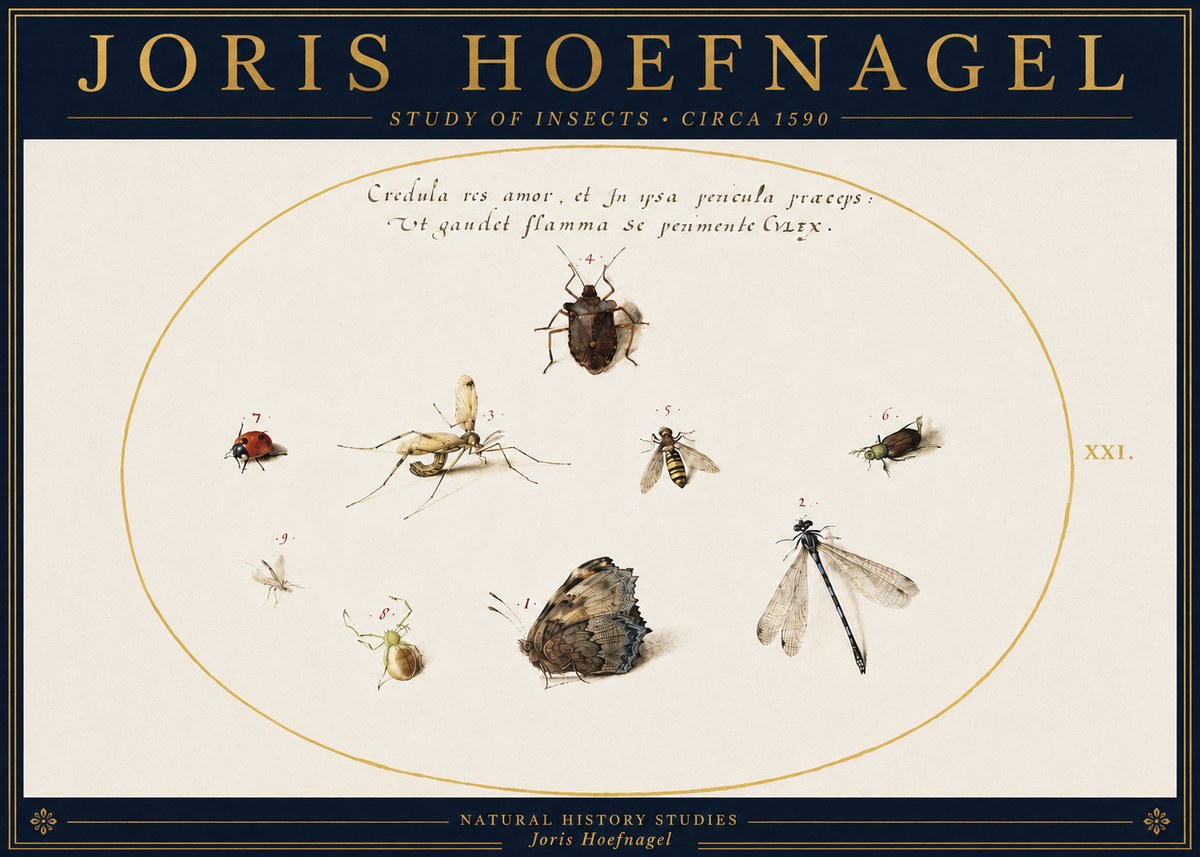 Joris Hoefnagel Study of Insects • Circa 1590 No4 - Plakát