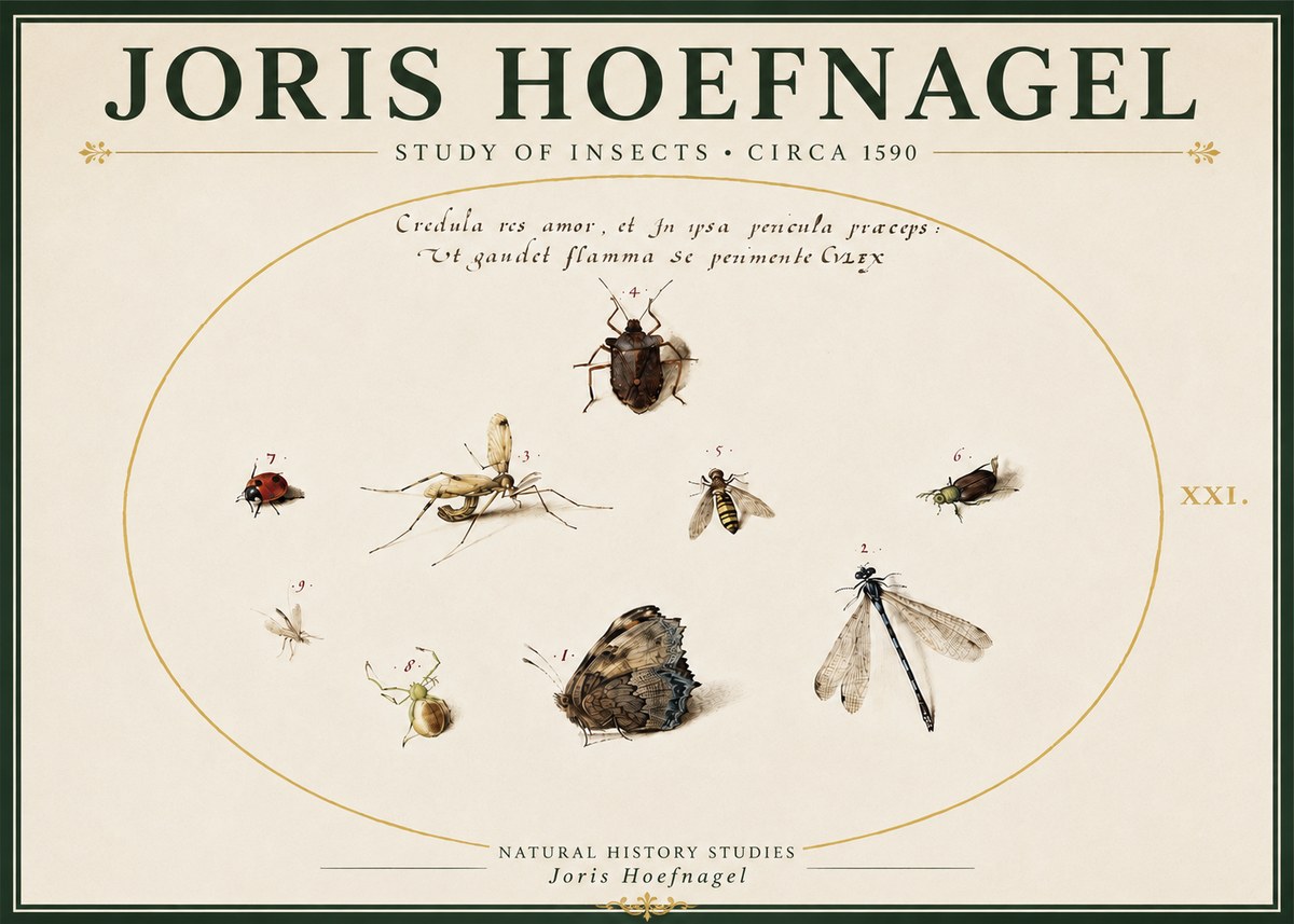 Joris Hoefnagel Study of Insects • Circa 1590 No5 - Plakát