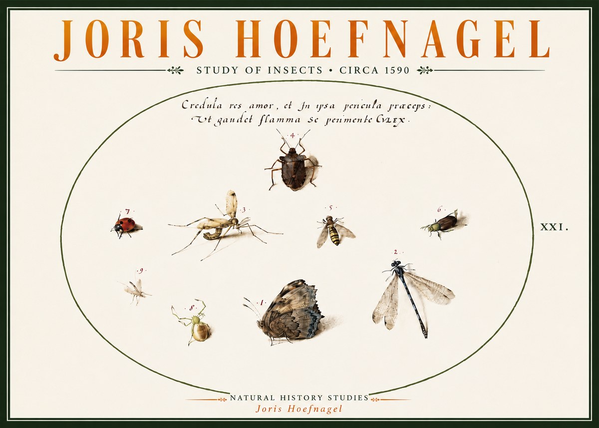 Joris Hoefnagel Study of Insects • Circa 1590 No6 - Plakát