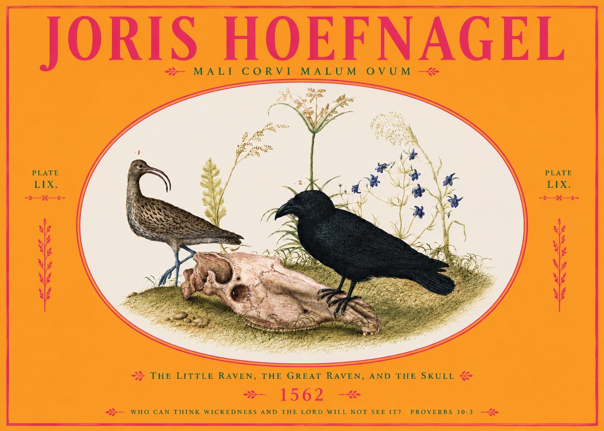 Joris Hoefnagel The Little Raven, the Great Raven, and the Skull No4 - Plakát