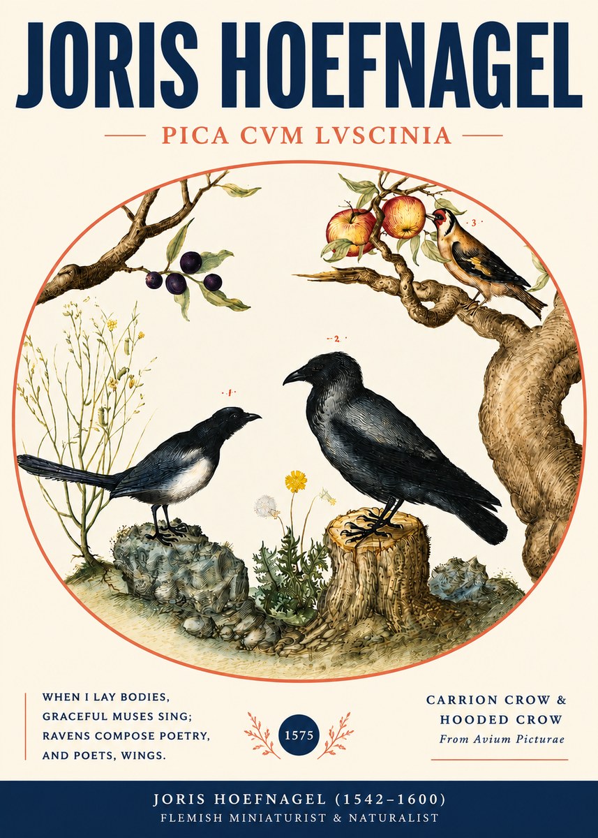 Joris Hoefnagel Carrion Crow & Hooded Crow No3 - Plakát