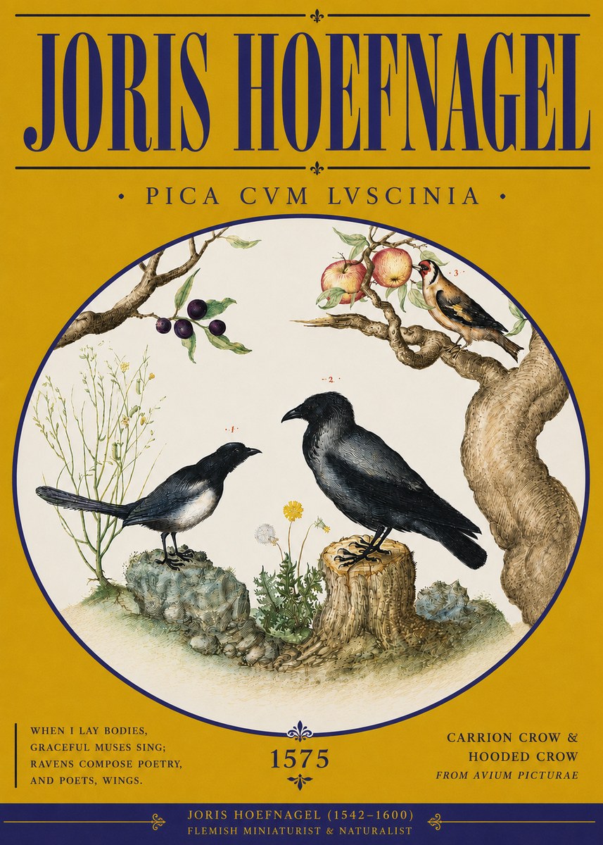 Joris Hoefnagel Carrion Crow & Hooded Crow No4 - Plakát