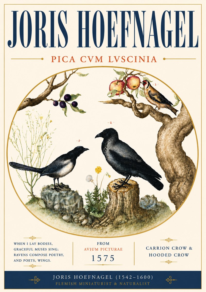 Joris Hoefnagel Carrion Crow & Hooded Crow No6 - Plakát