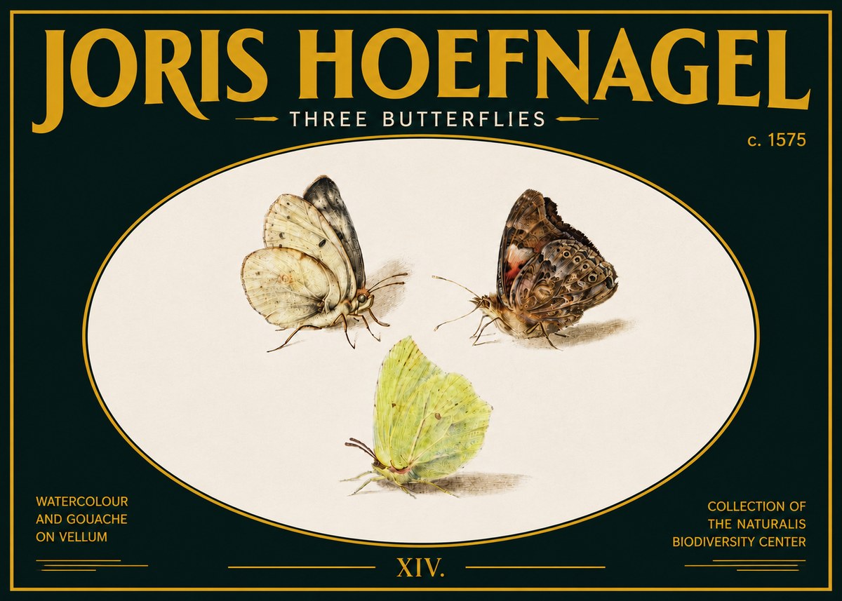 Joris Hoefnagel Three Butterflies II No5 - Plakát