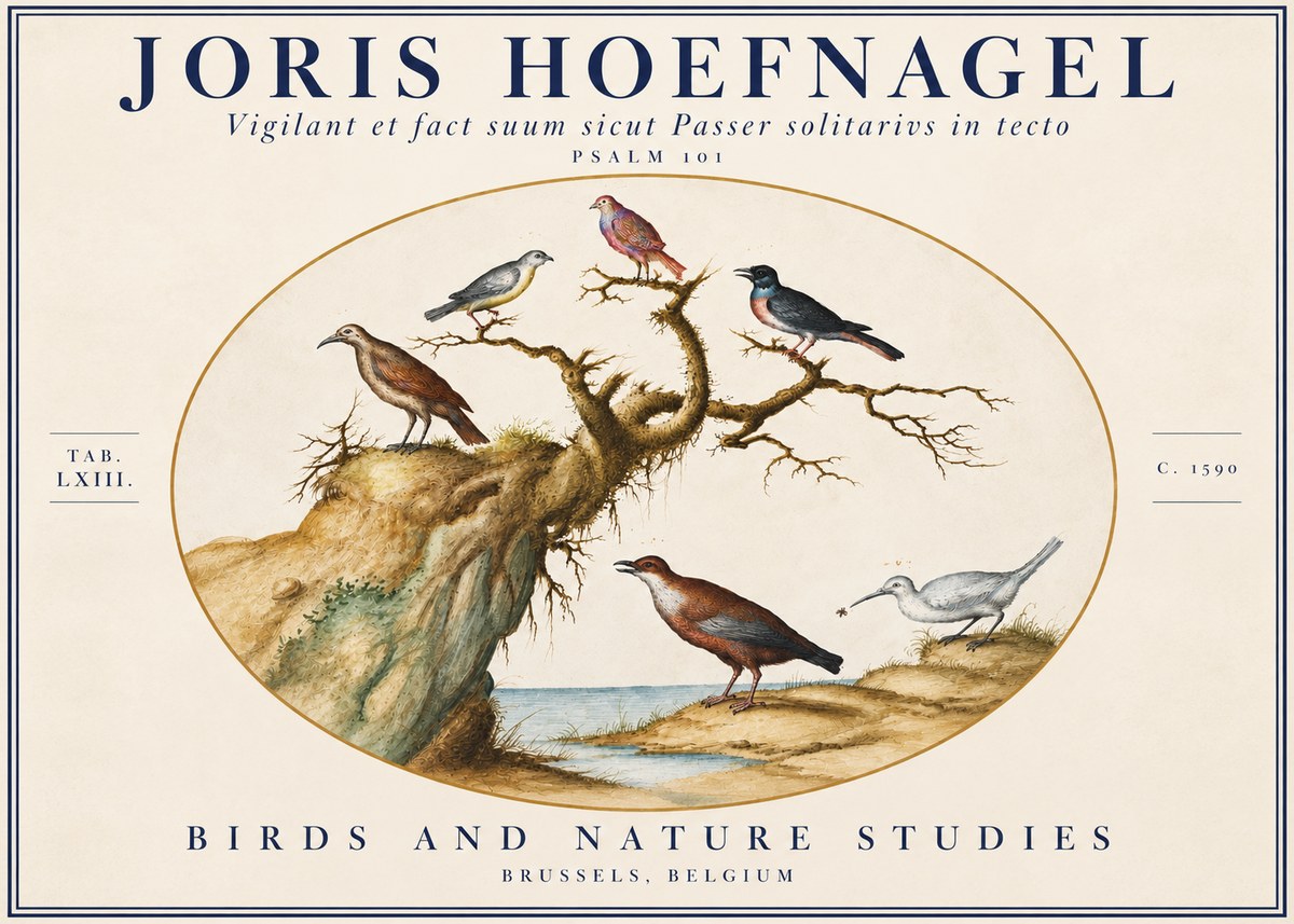 Joris Hoefnagel Vigilant Et Fact Suum Sicut Passer Solitarius in Tecto No5 - Plakát