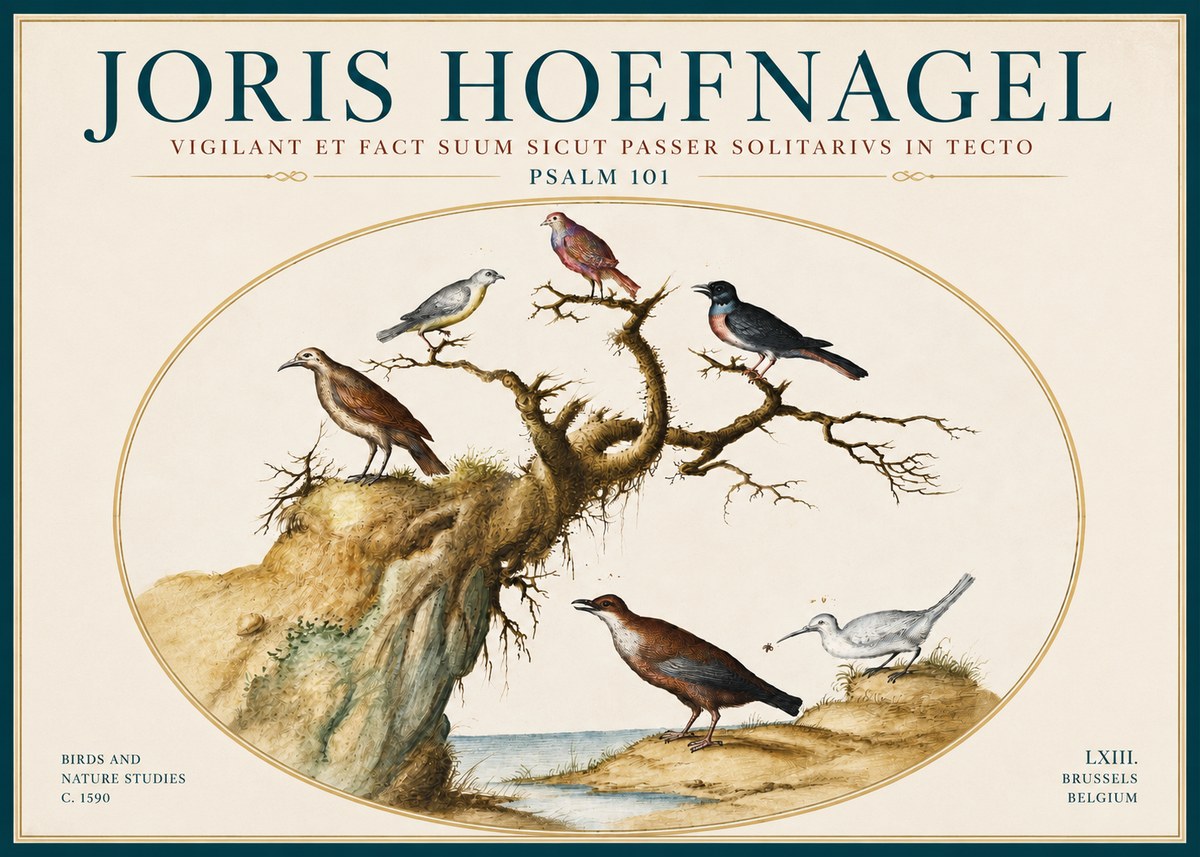 Joris Hoefnagel Vigilant Et Fact Suum Sicut Passer Solitarius in Tecto No6 - Plakát