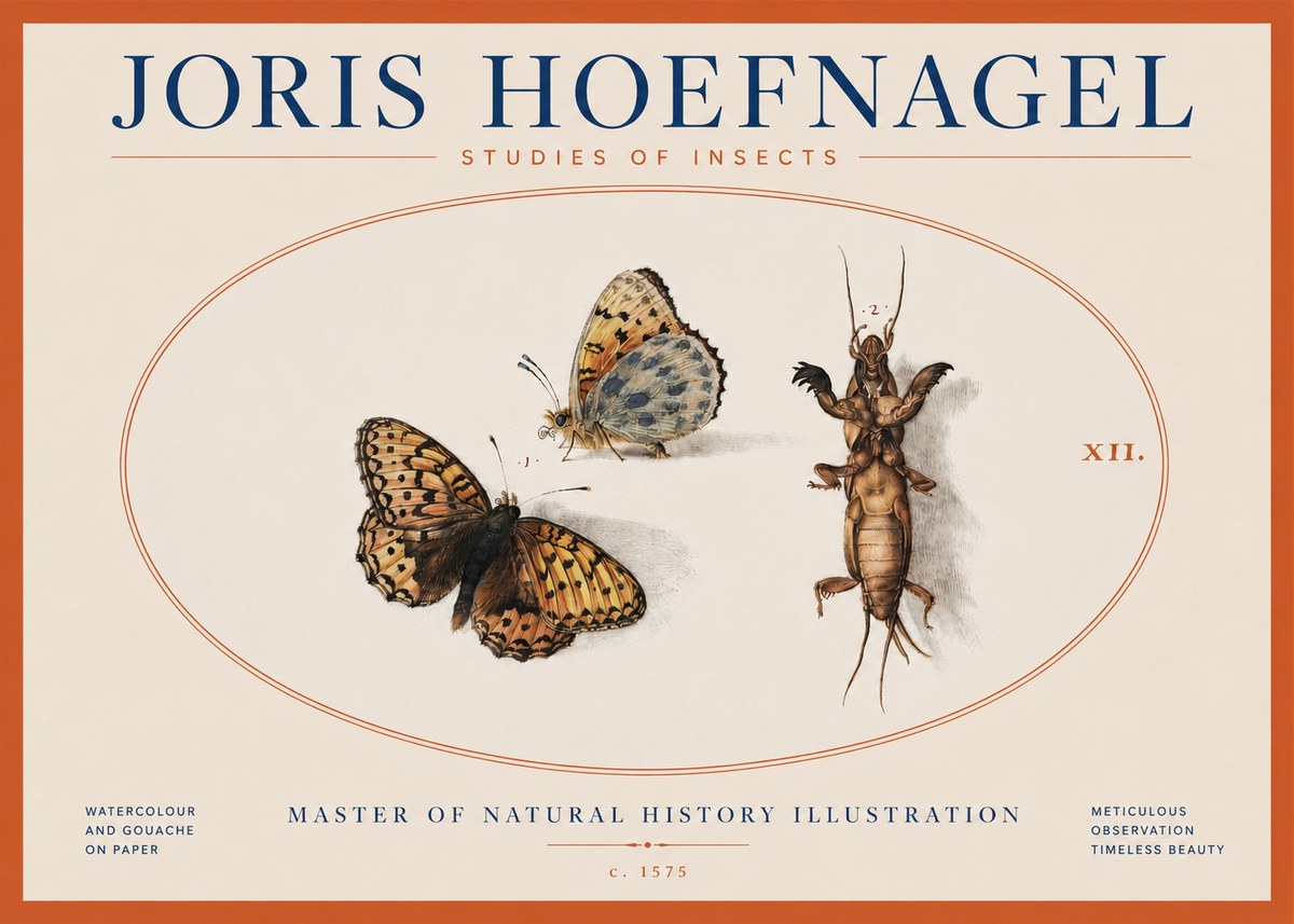 Joris Hoefnagel Studies of Insects Xii No3 - Plakát