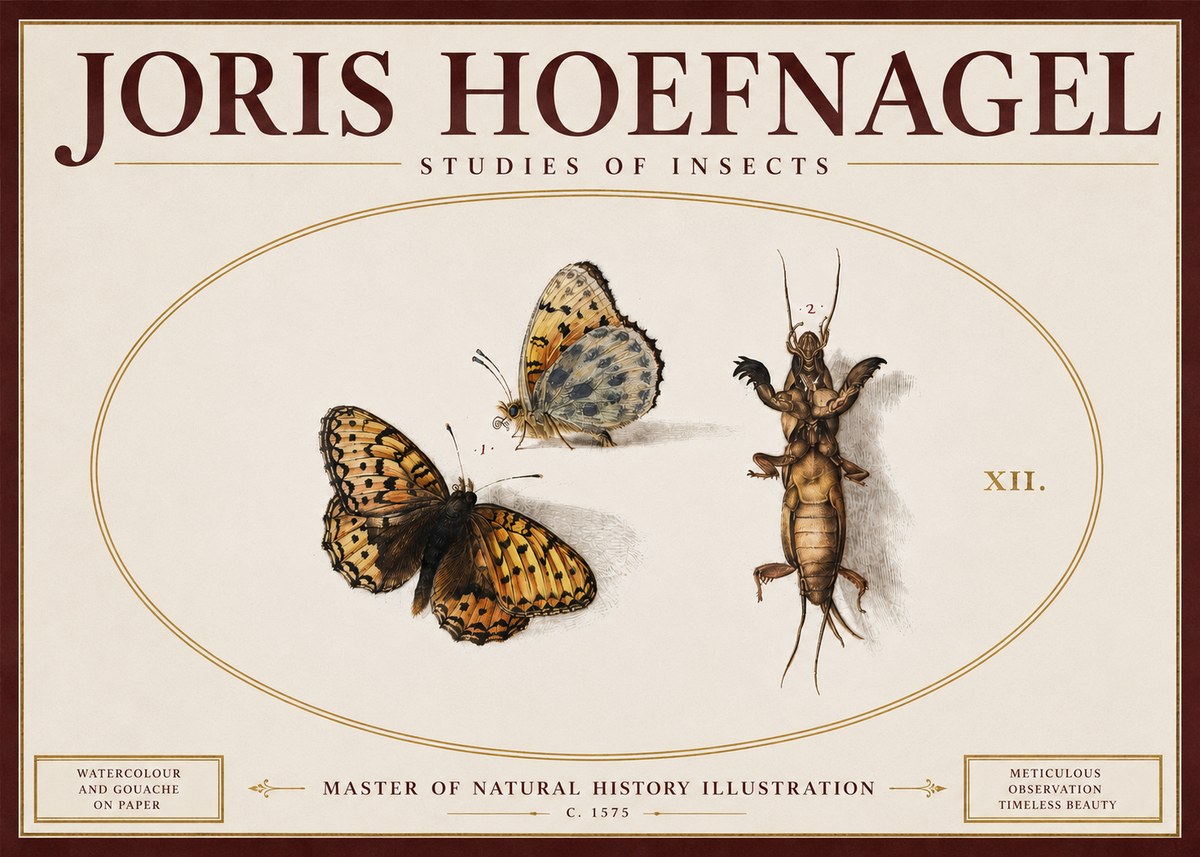 Joris Hoefnagel Studies of Insects Xii No5 - Plakát