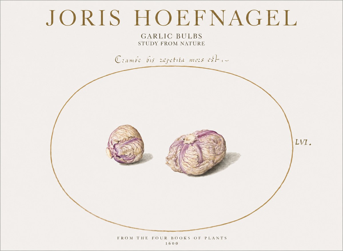 Joris Hoefnagel Garlic Bulbs Study from Nature No1 - Plakát