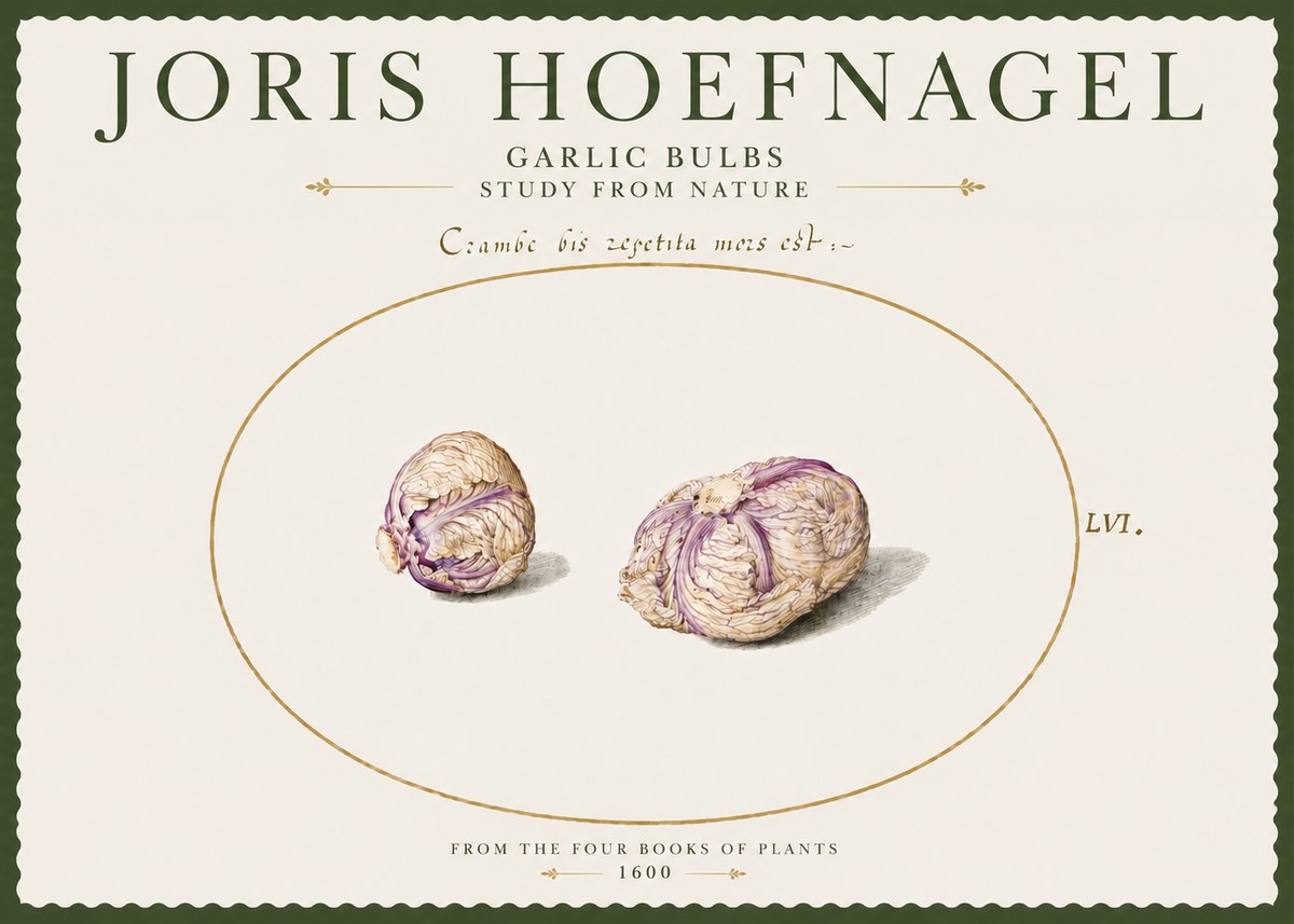 Joris Hoefnagel Garlic Bulbs Study from Nature No4 - Plakát