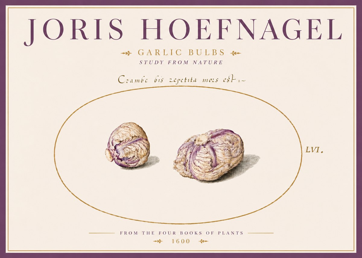 Joris Hoefnagel Garlic Bulbs Study from Nature No5 - Plakát
