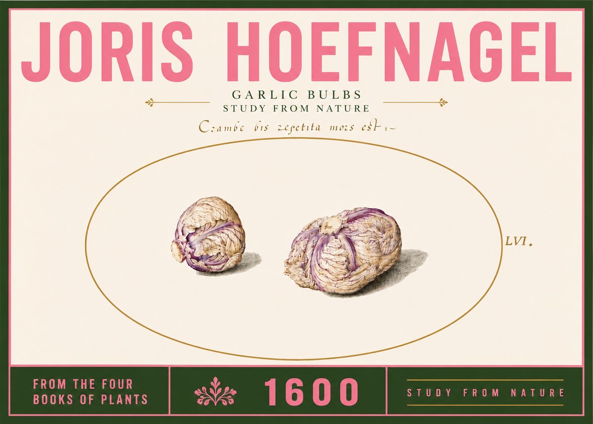 Joris Hoefnagel Garlic Bulbs Study from Nature No6 - Plakát