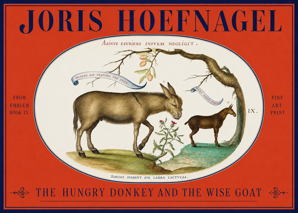 Joris Hoefnagel The Hungry Donkey and the Wise Goat No2 - Plakát