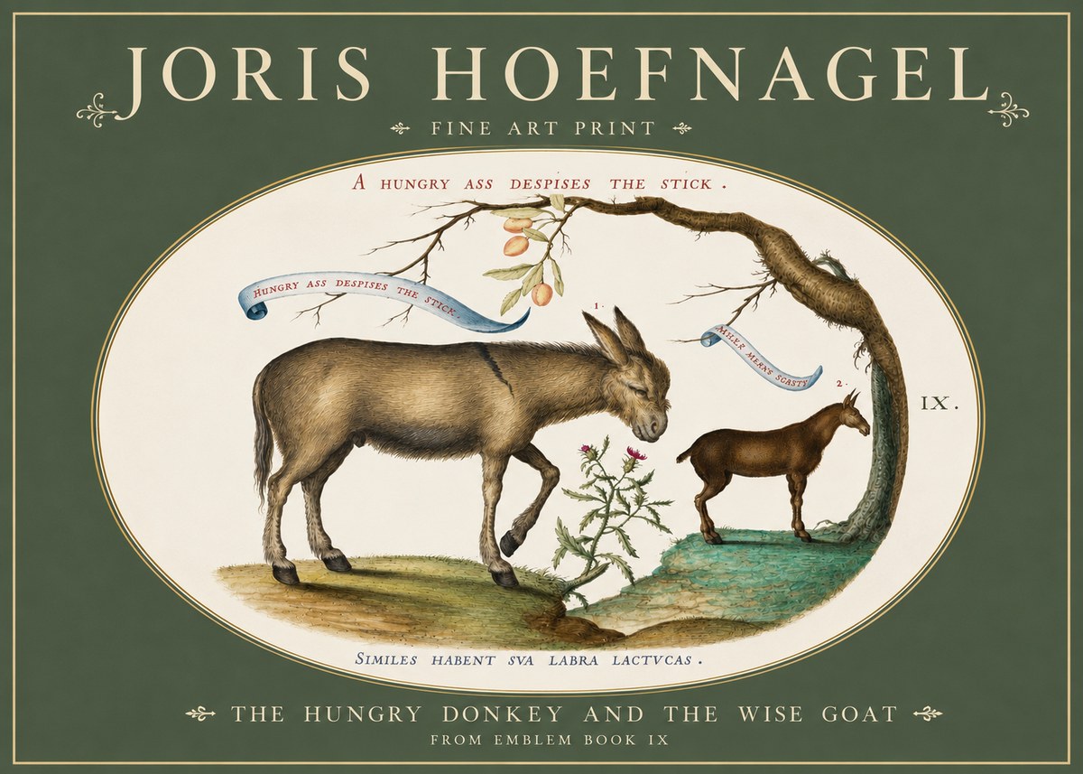 Joris Hoefnagel The Hungry Donkey and the Wise Goat No3 - Plakát