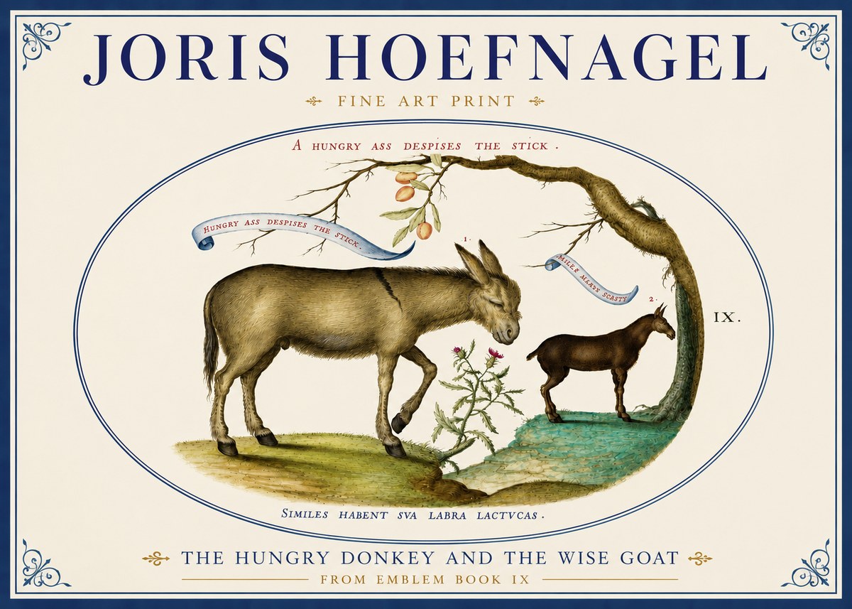 Joris Hoefnagel The Hungry Donkey and the Wise Goat No4 - Plakát