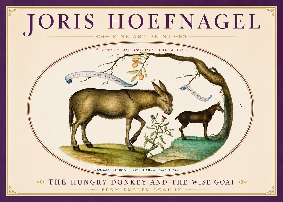 Joris Hoefnagel The Hungry Donkey and the Wise Goat No5 - Plakát