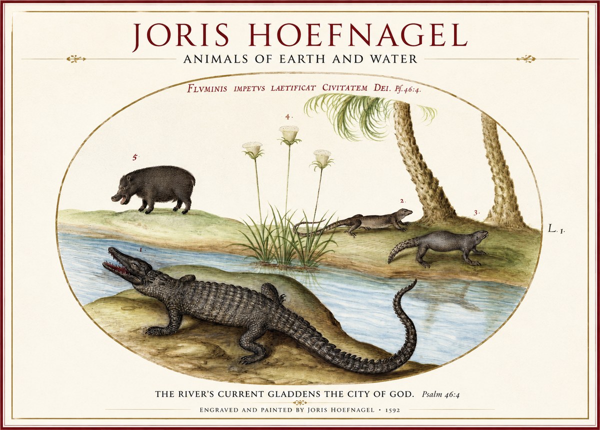 Joris Hoefnagel Animals of Earth and Water No1 - Plakát