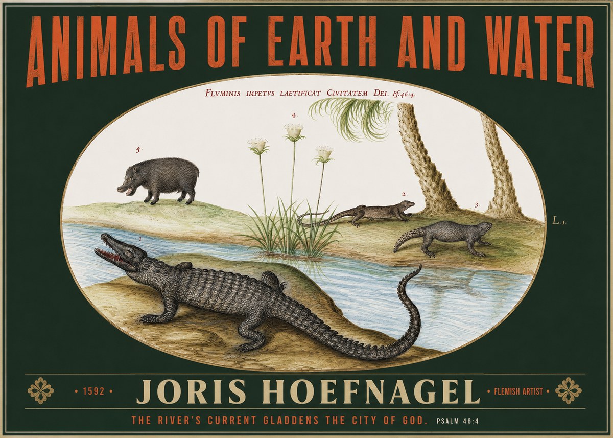 Joris Hoefnagel Animals of Earth and Water No2 - Plakát