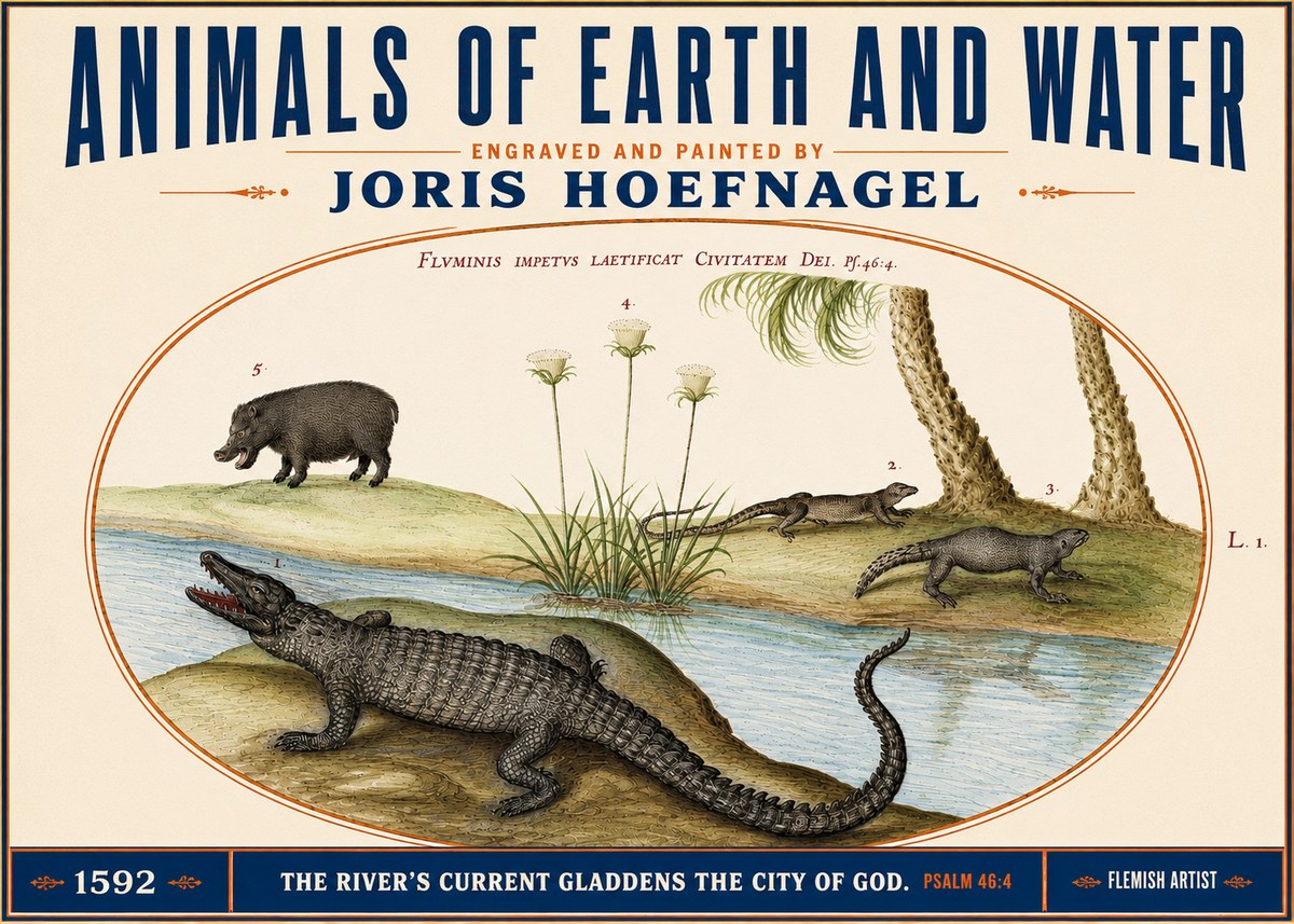 Joris Hoefnagel Animals of Earth and Water No3 - Plakát