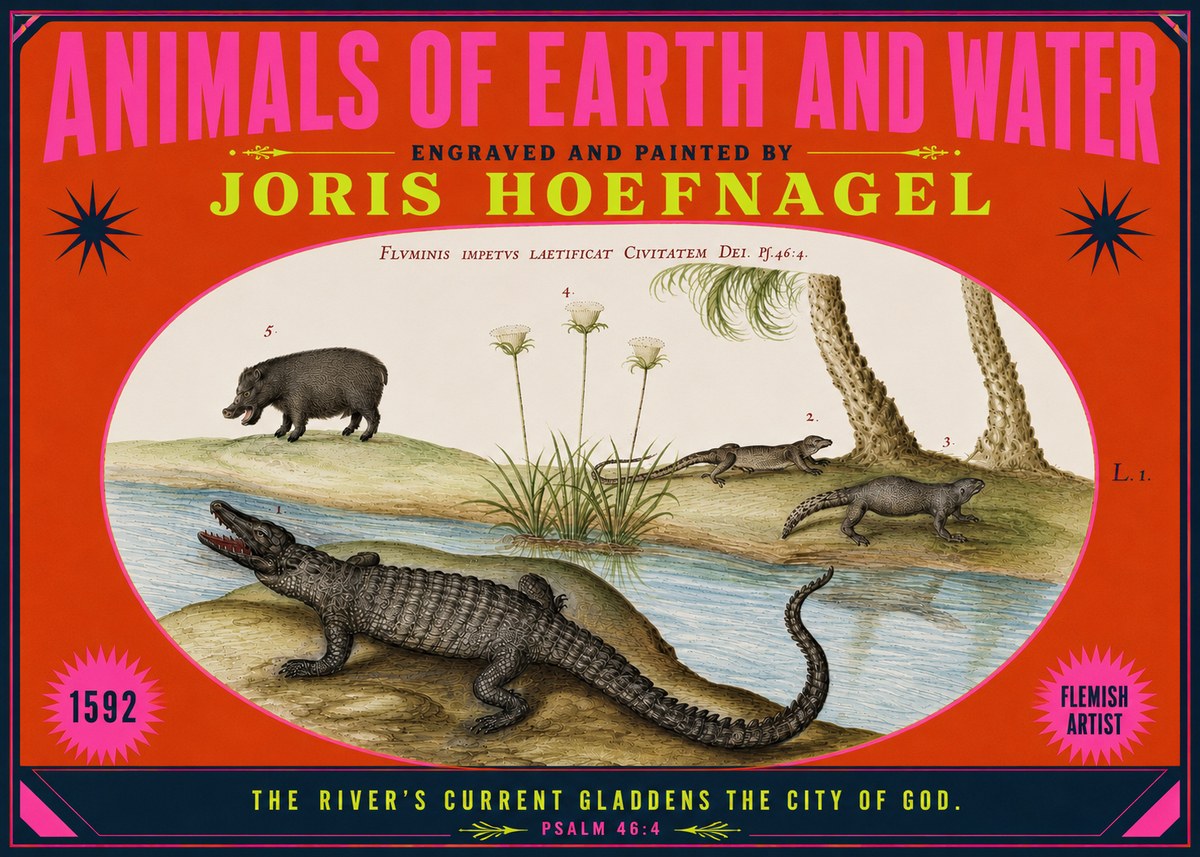 Joris Hoefnagel Animals of Earth and Water No4 - Plakát
