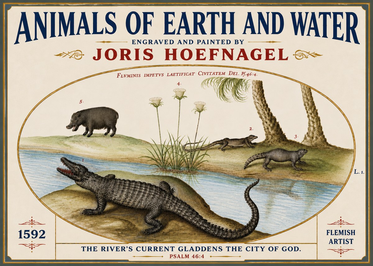 Joris Hoefnagel Animals of Earth and Water No6 - Plakát