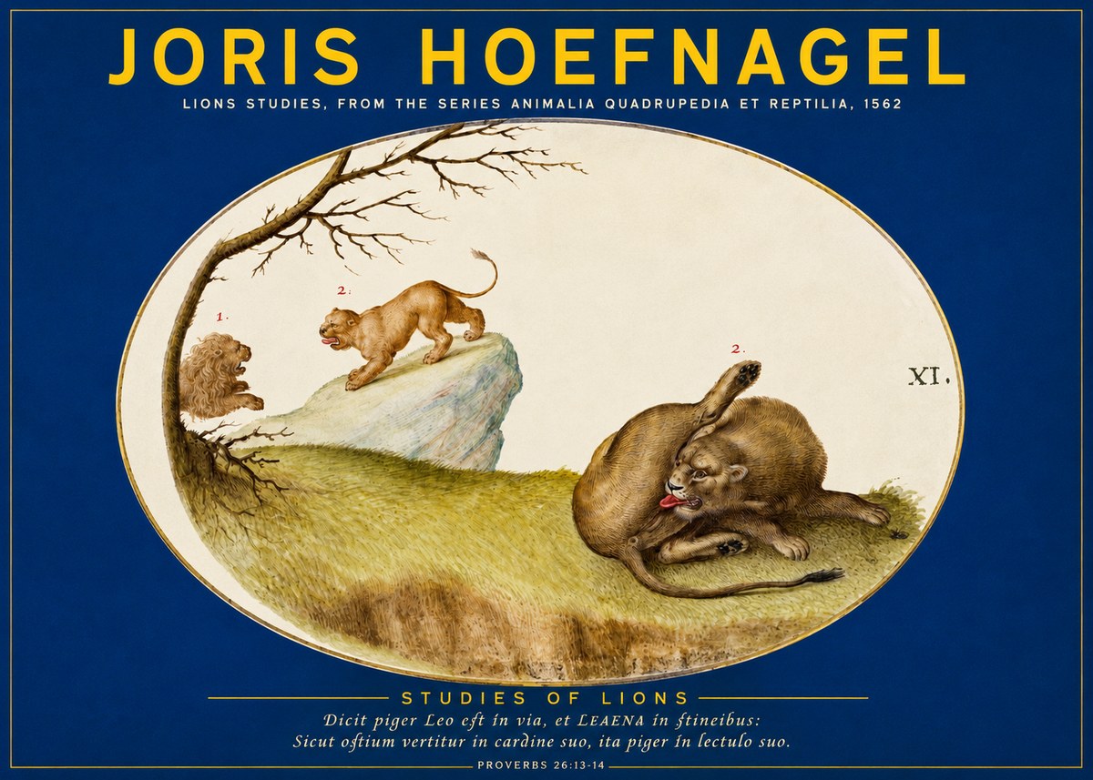Joris Hoefnagel Lions Studies No2 - Plakát