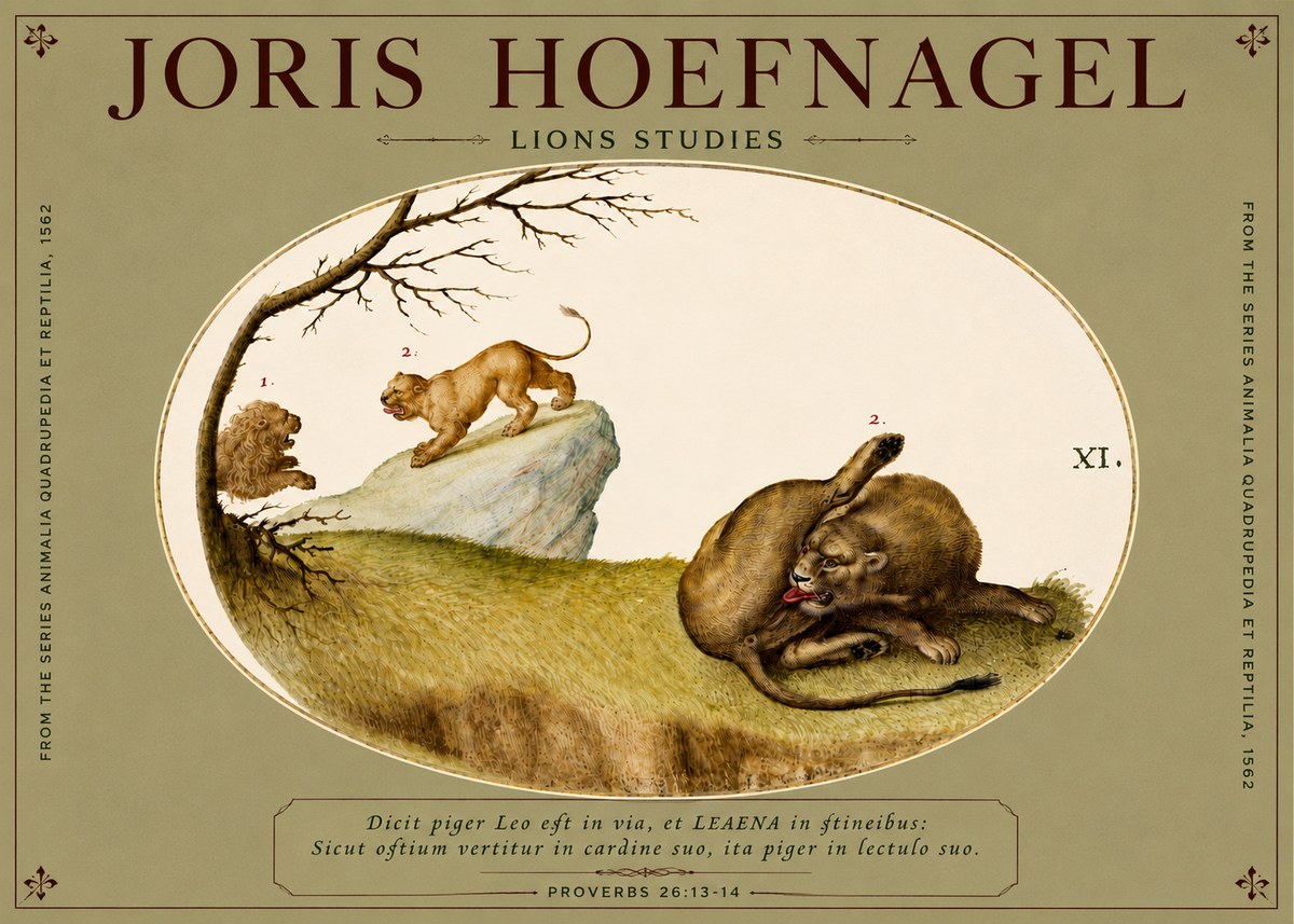 Joris Hoefnagel Lions Studies No4 - Plakát
