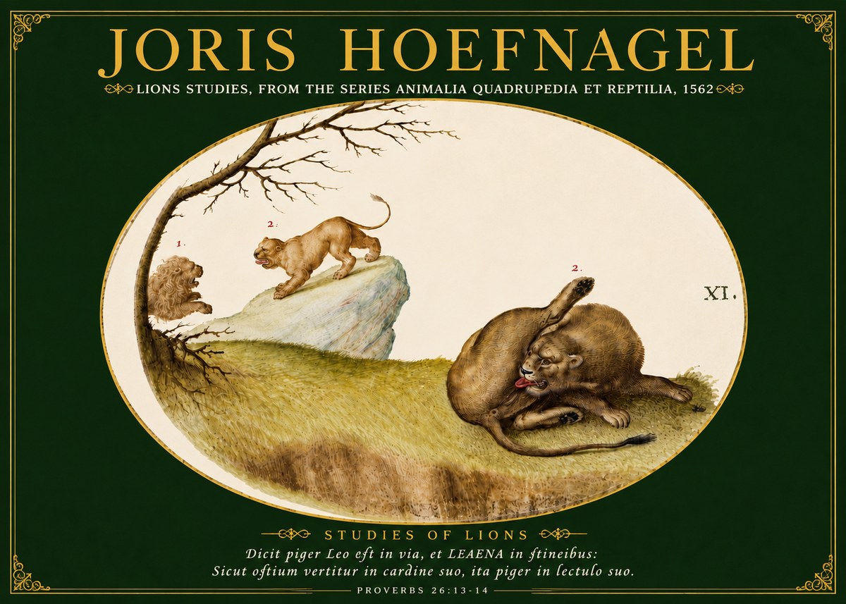 Joris Hoefnagel Lions Studies No5 - Plakát