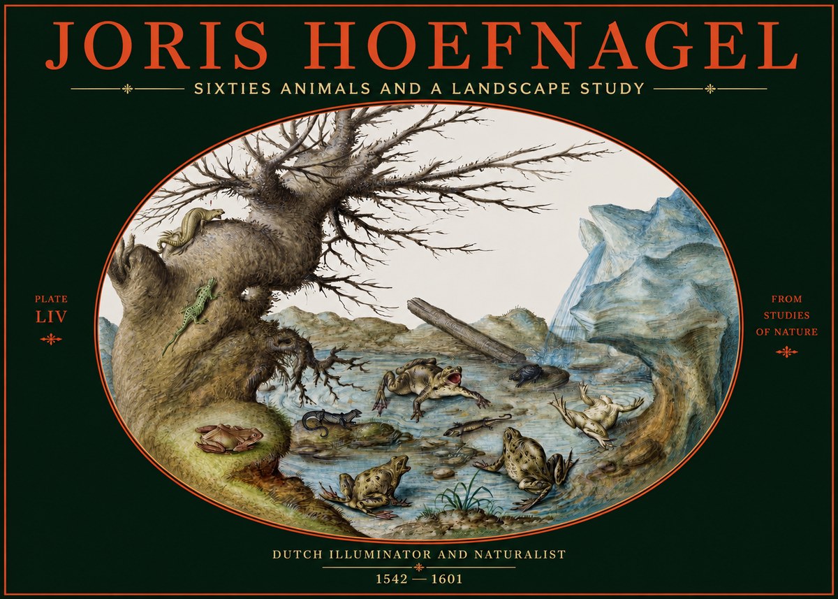 Joris Hoefnagel Sixtties Animals and a Landscape Study No2 - Plakát