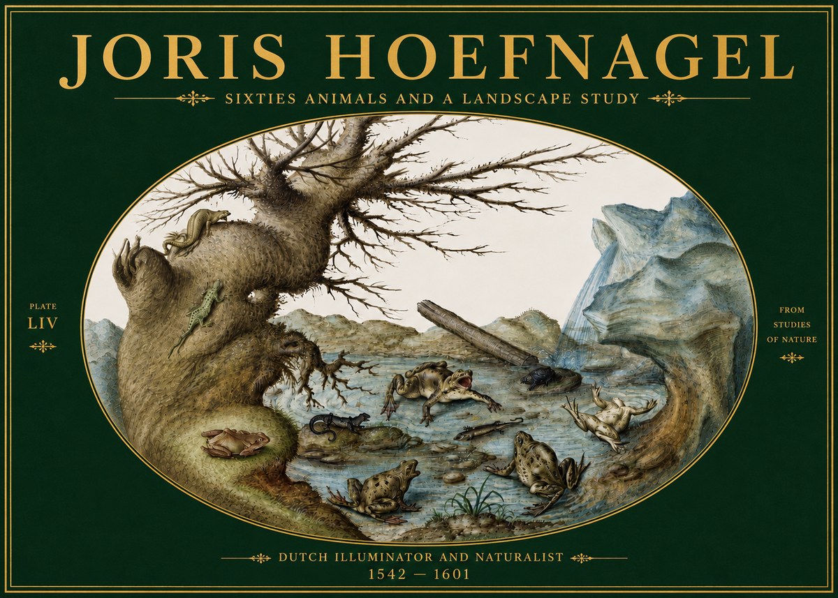 Joris Hoefnagel Sixtties Animals and a Landscape Study No5 - Plakát