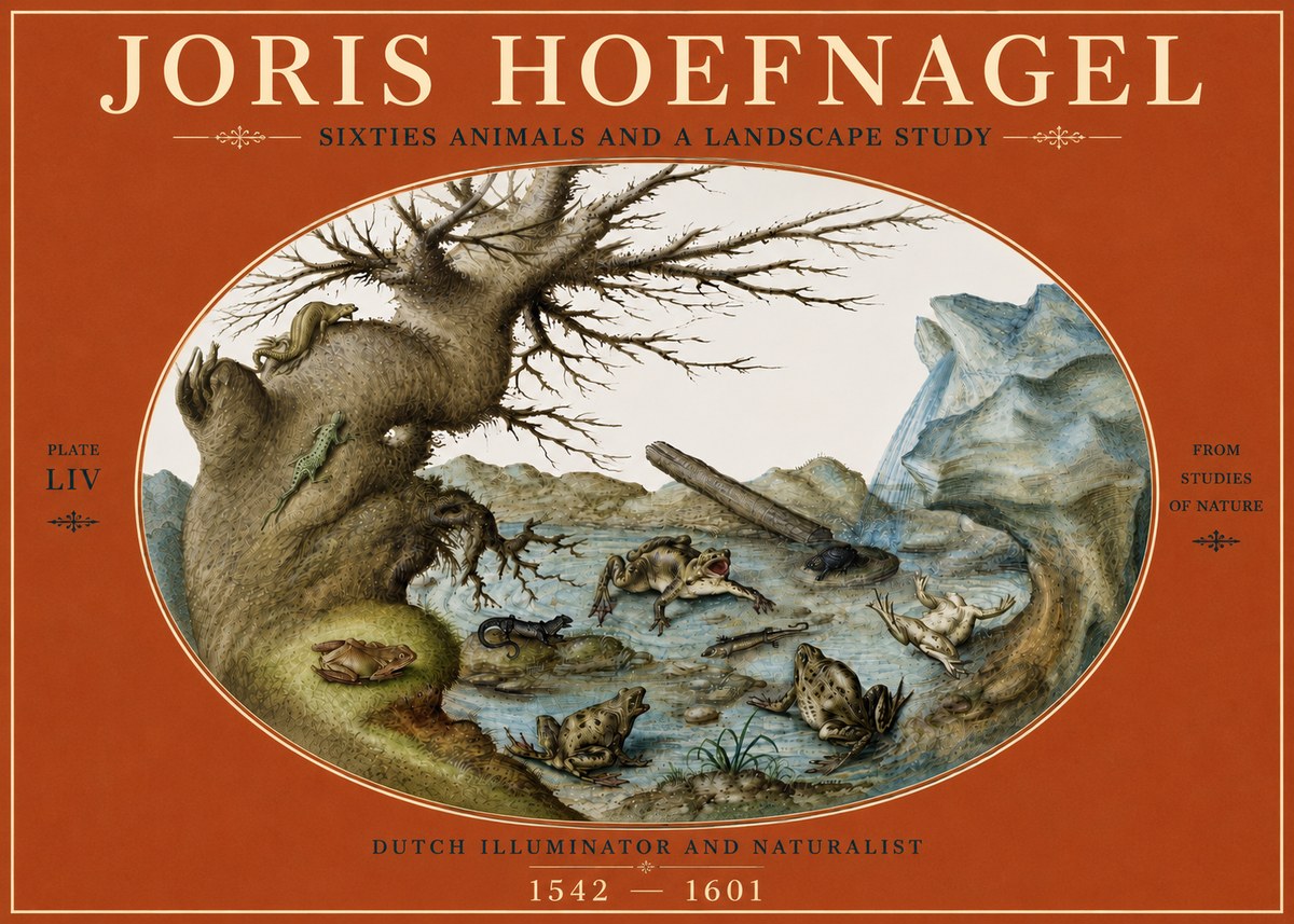 Joris Hoefnagel Sixtties Animals and a Landscape Study No6 - Plakát