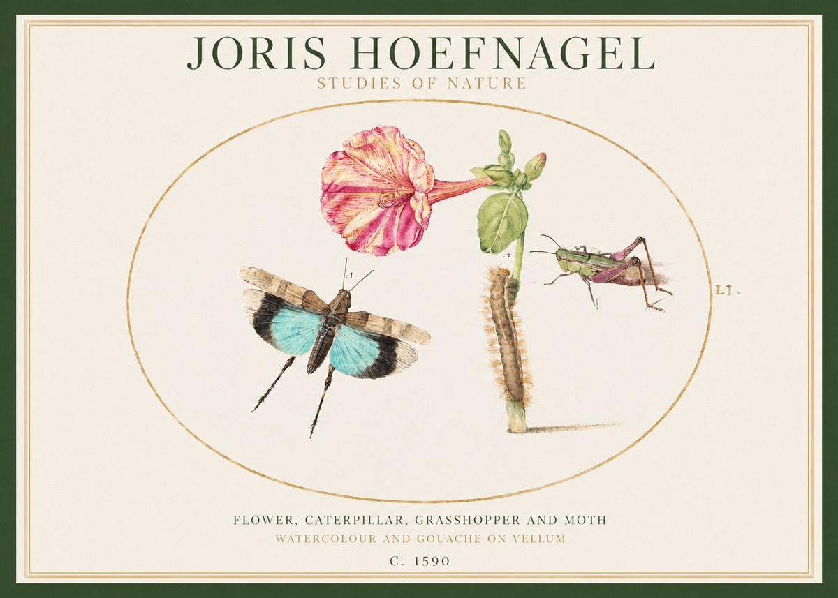 Joris Hoefnagel Plate L1. Studies of Insects and Plants No2 - Plakát