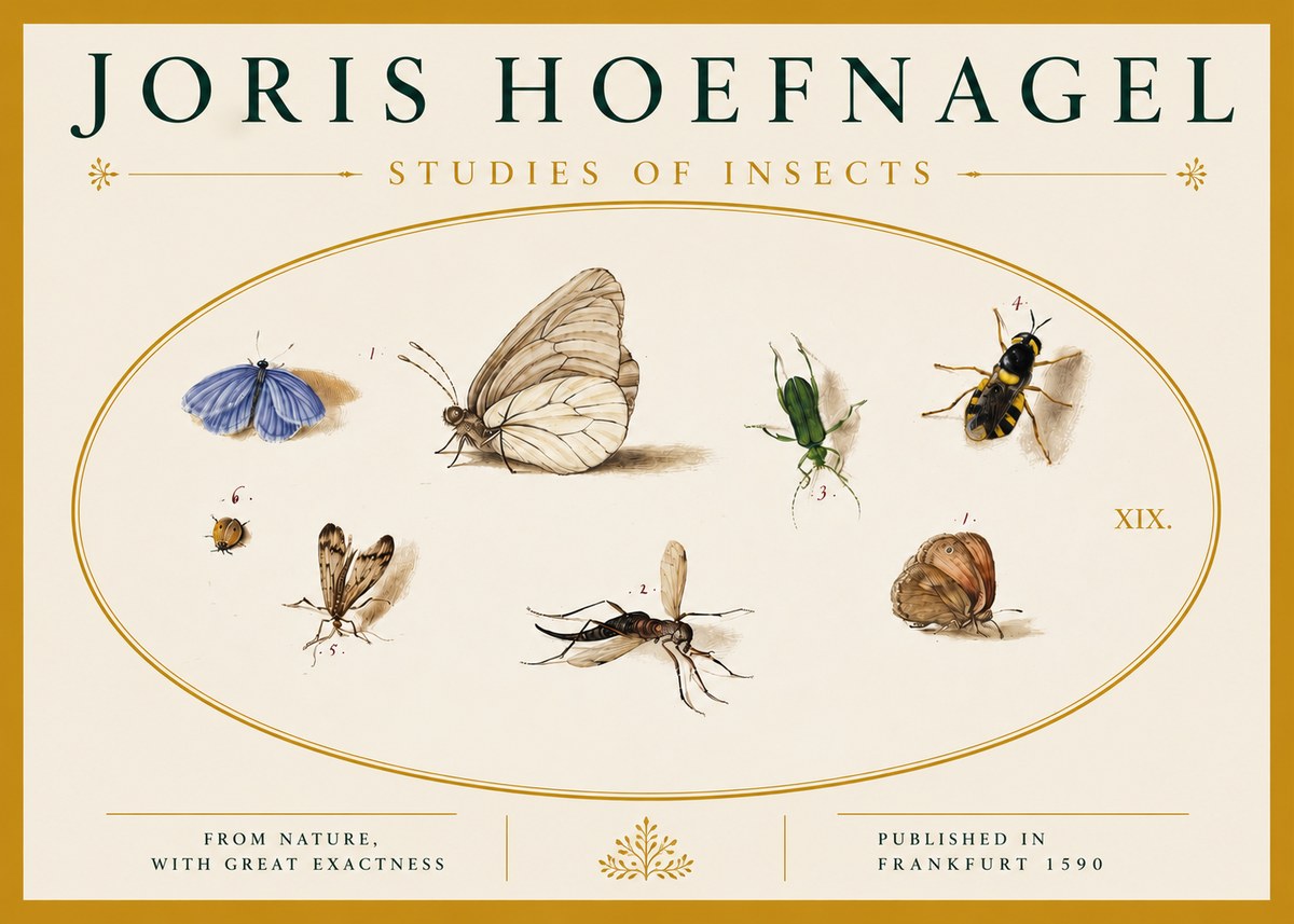 Joris Hoefnagel Studies of Insects V No4 - Plakát