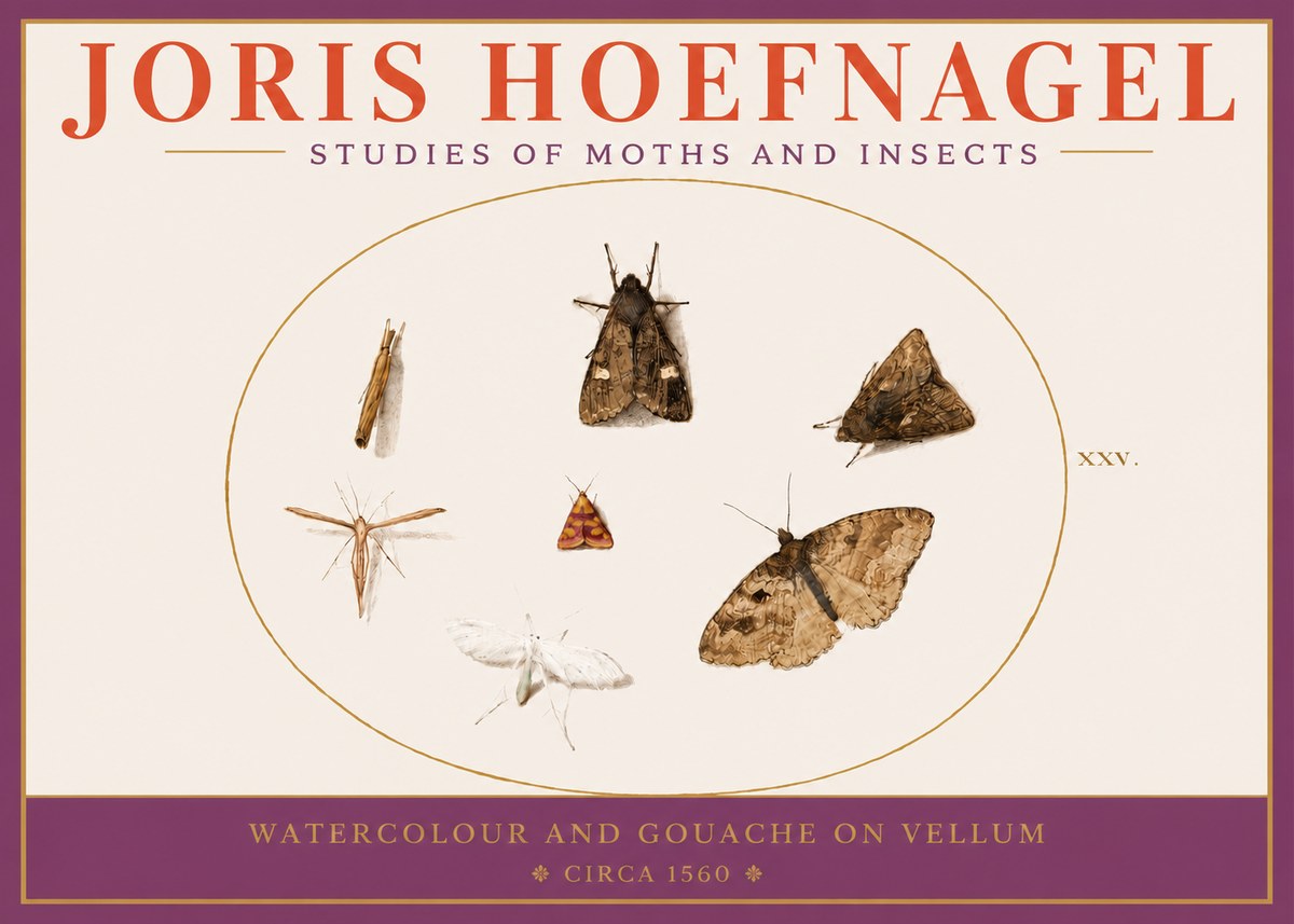 Joris Hoefnagel Studies of Moths and Insects - Xxv. No3 - Plakát