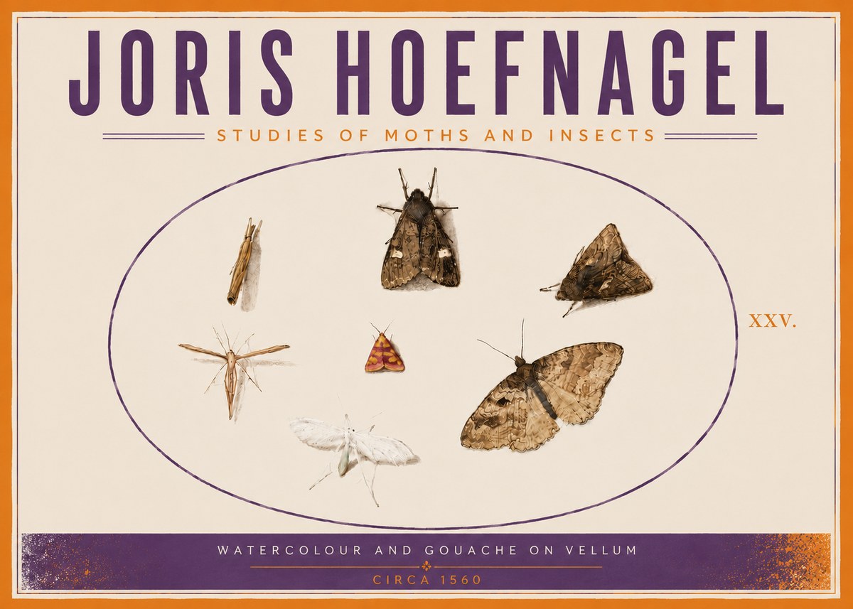 Joris Hoefnagel Studies of Moths and Insects - Xxv. No5 - Plakát