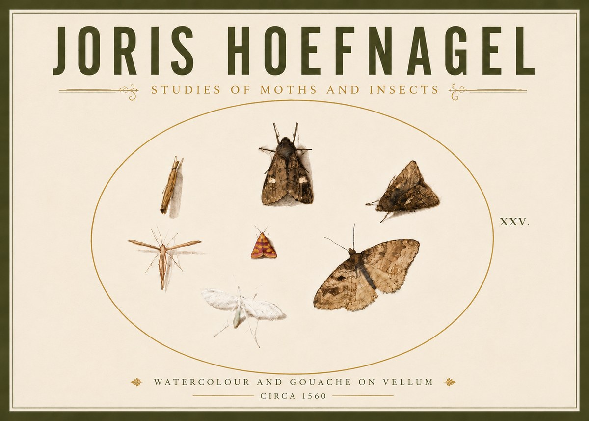 Joris Hoefnagel Studies of Moths and Insects - Xxv. No6 - Plakát