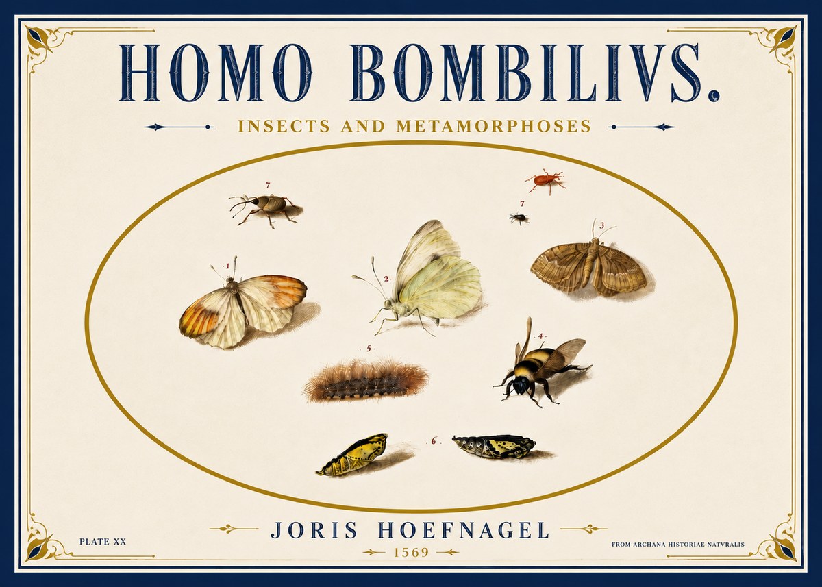 Joris Hoefnagel Homo Bombilivs. Insecta Et Metamorphoses No6 - Plakát