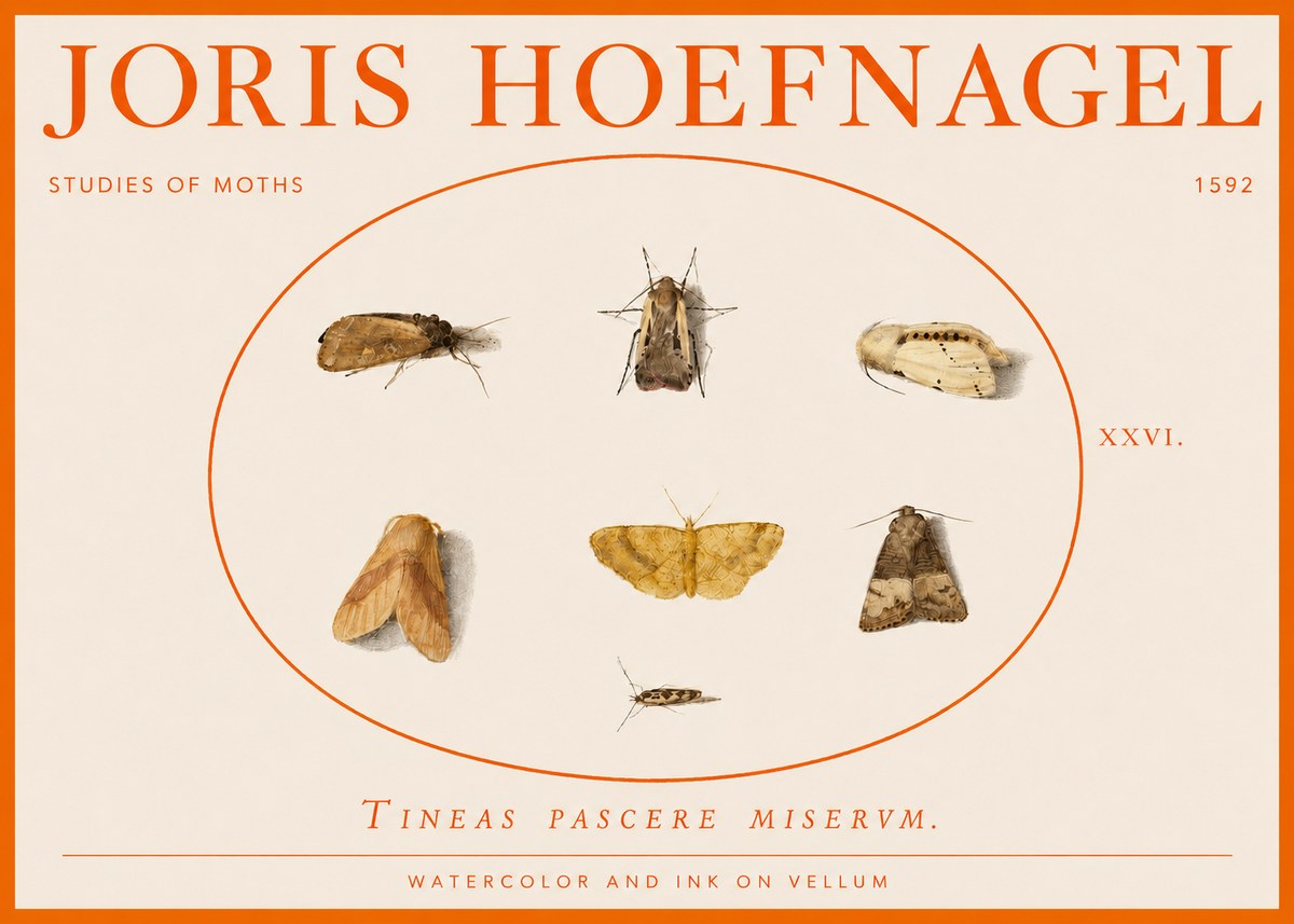 Joris Hoefnagel Studies of Moths II No3 - Plakát