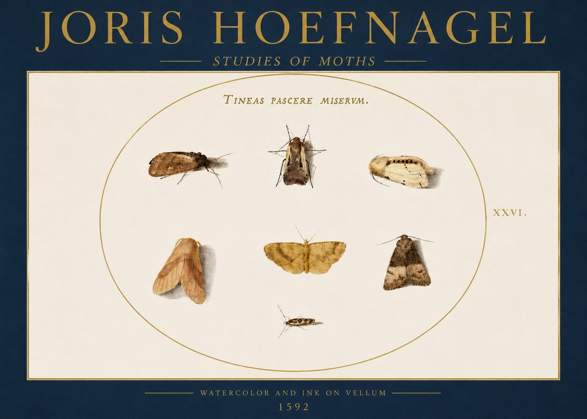 Joris Hoefnagel Studies of Moths II No4 - Plakát