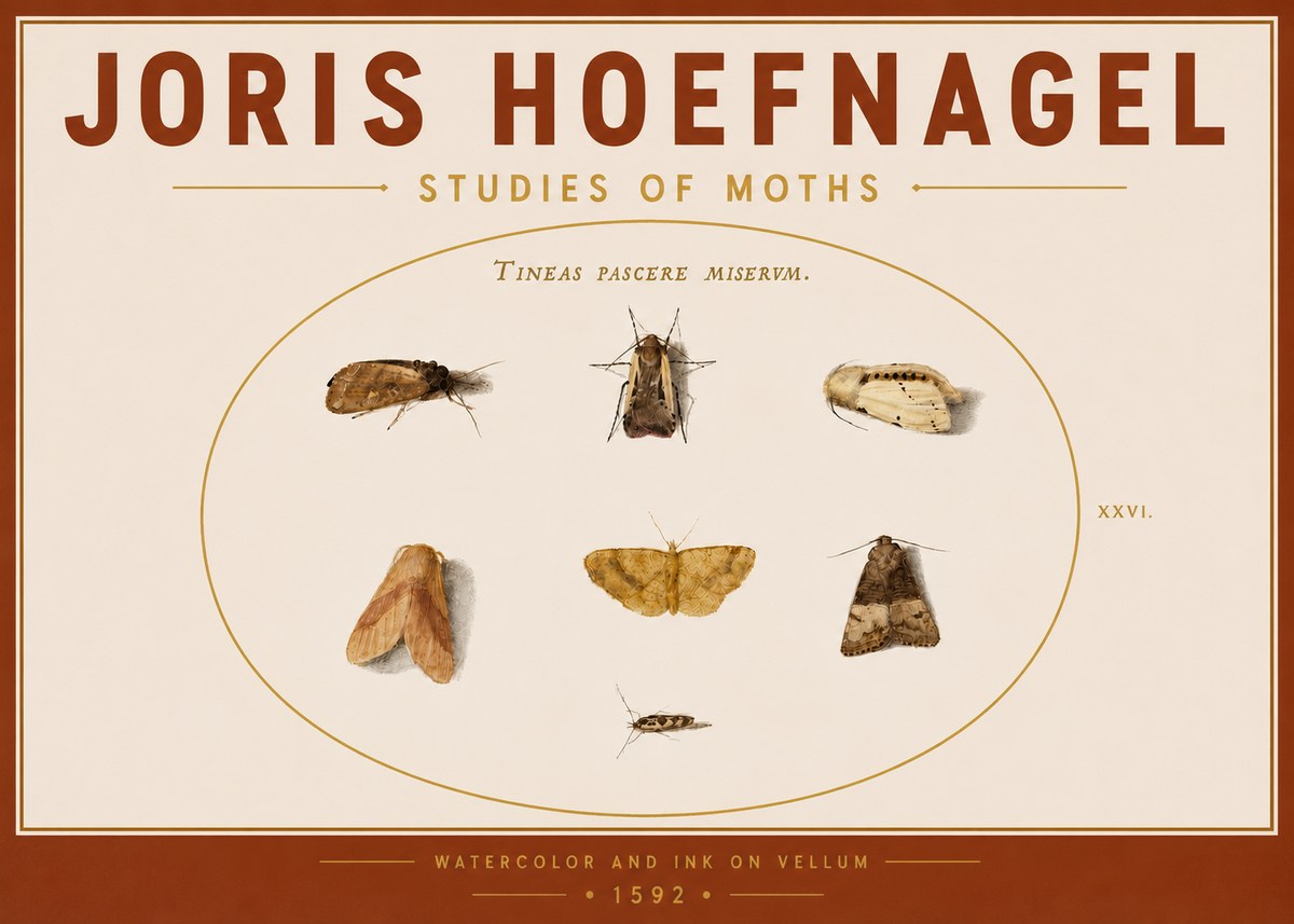 Joris Hoefnagel Studies of Moths II No5 - Plakát