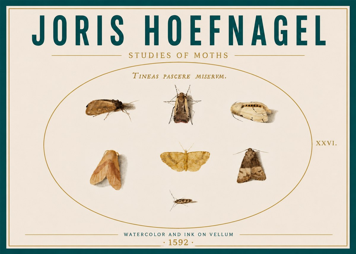 Joris Hoefnagel Studies of Moths II No6 - Plakát