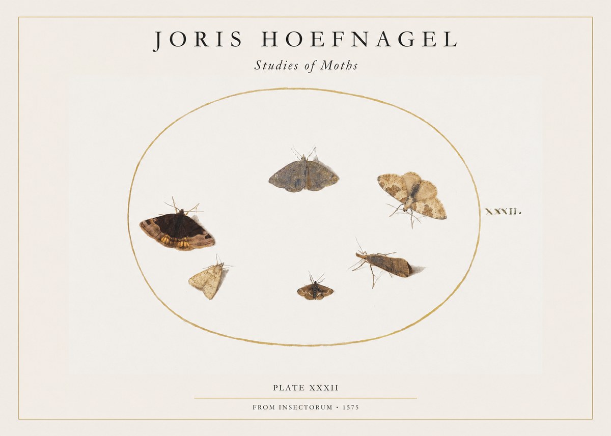 Joris Hoefnagel Studies of Moths III No1 - Plakát