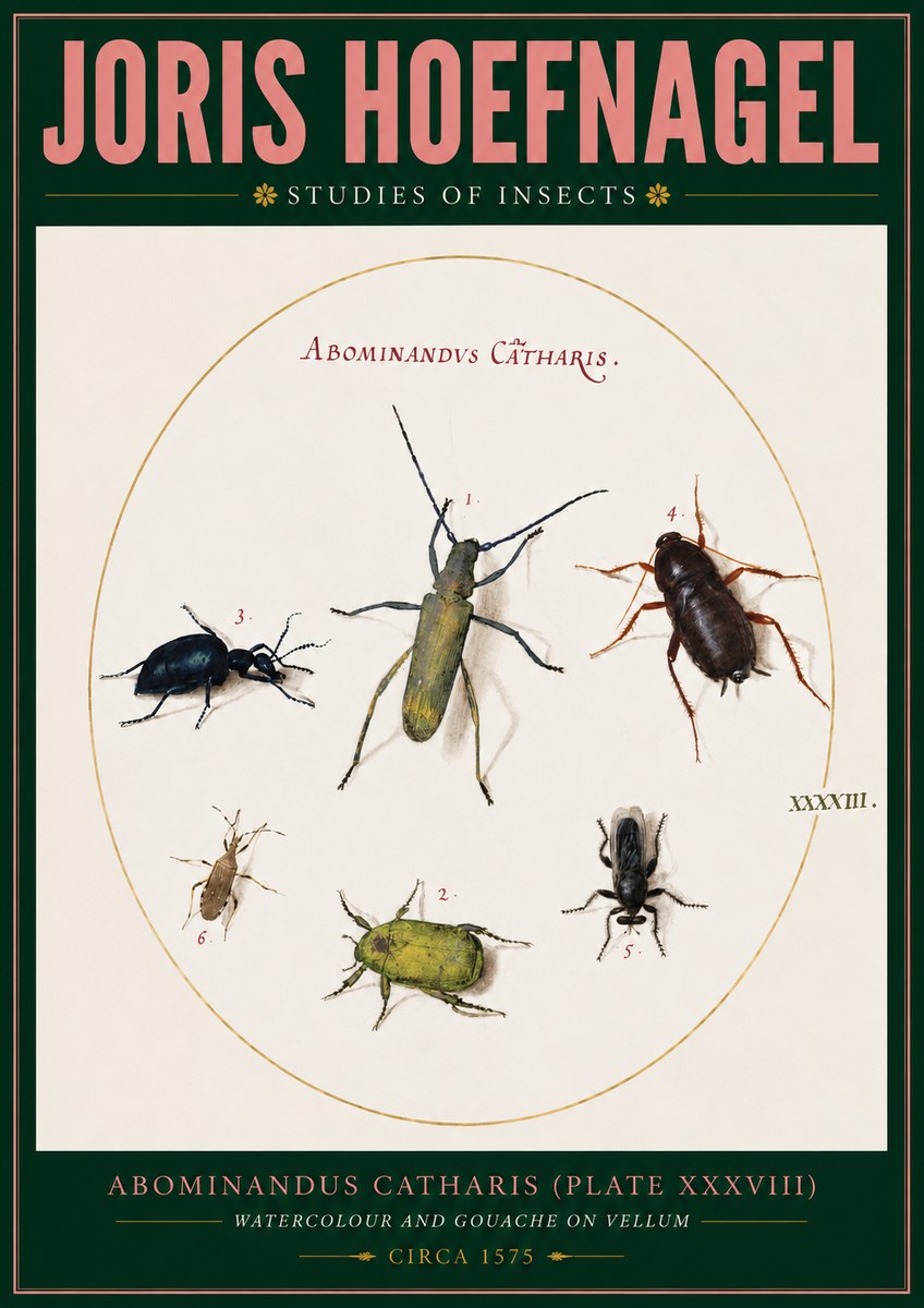 Joris Hoefnagel Abominandus Catharis (Plate Xxxviii) No2 - Plakát