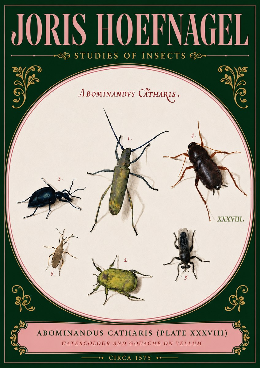 Joris Hoefnagel Abominandus Catharis (Plate Xxxviii) No5 - Plakát