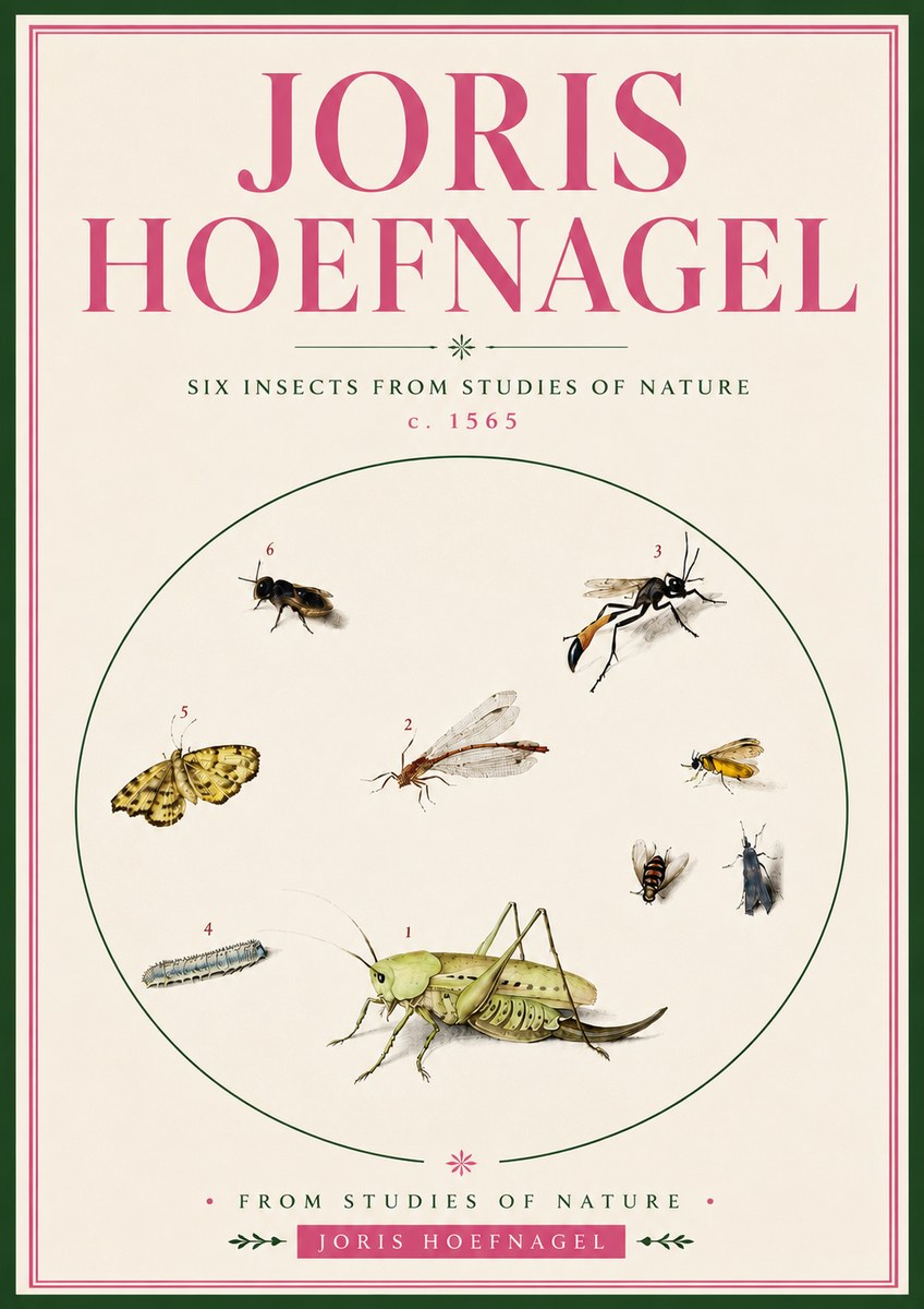 Joris Hoefnagel Six Insects from Studies of Nature C. 1565 No5 - Plakát