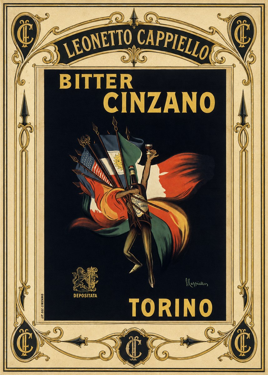 Leonetto Cappiello Bitter Cinzano Torino No4 - Plakát